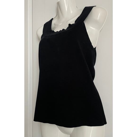 Women’s Black Ribbed Silk Minimalist Stretch Classy Tank Top By Artisan - Large - Picture 3 of 6